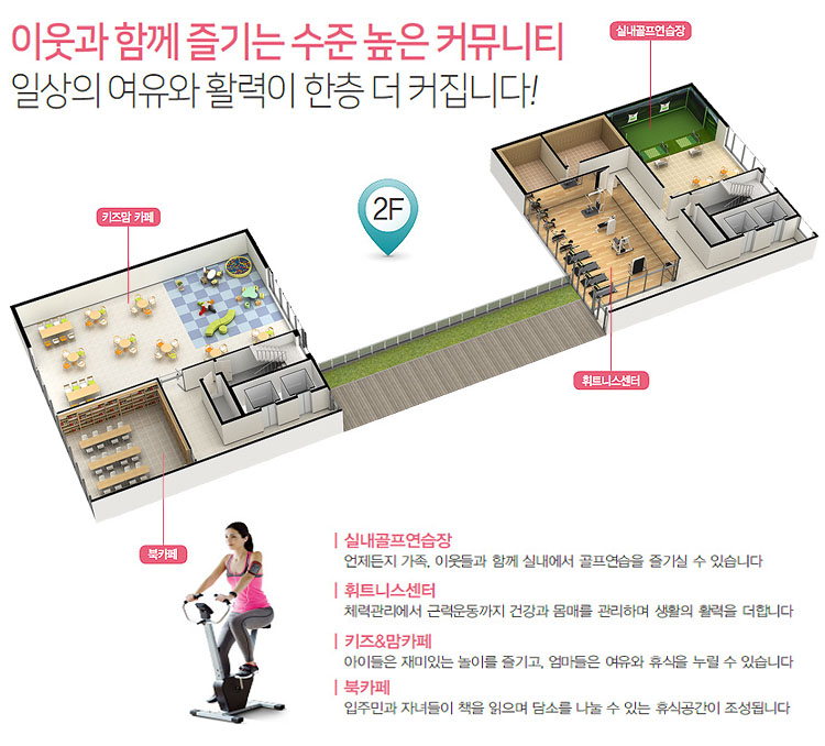 민락 중흥S클래스 트와이스 단지내커뮤니티 실내골프연습장, 휘트니스센터, 키즈&맘카페, 북카페